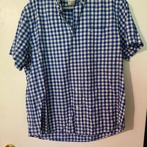 Dockers Men's Blue and White Plaid Shirt